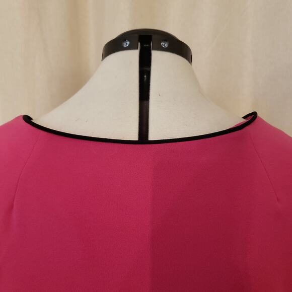 Sharagano Pink/Rose Dress with Black Trim and Bow Sleeves SZ 18 - Picture 6 of 10